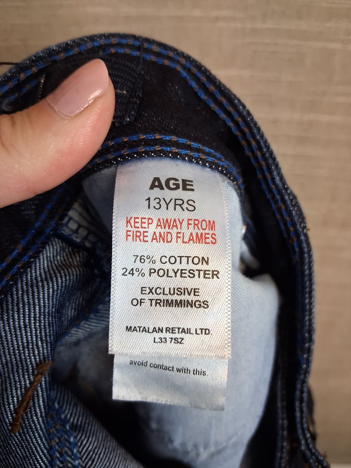 Matalan Boys Straight Leg Denim Jeans Blue Age 13 Years