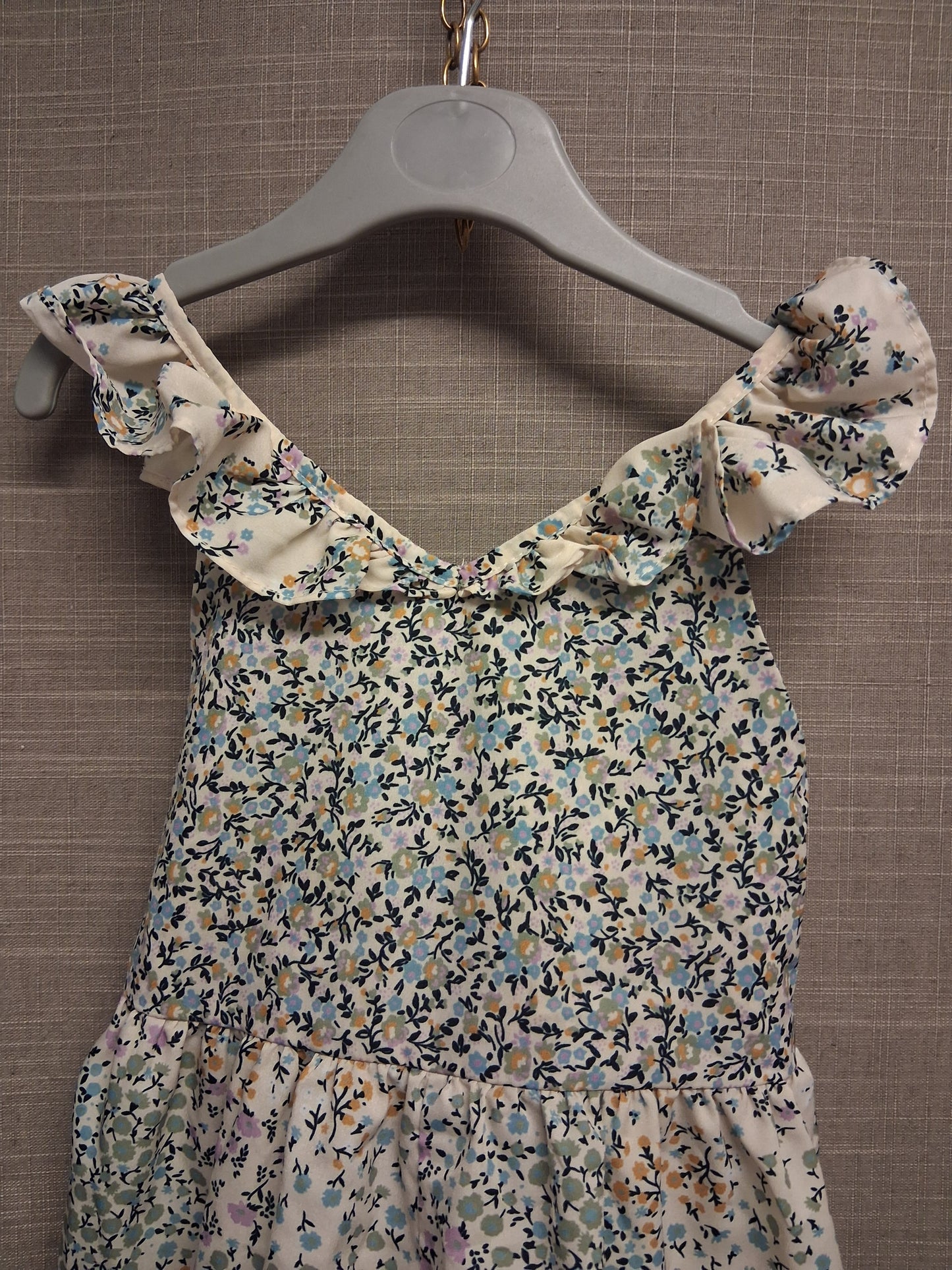 Next Girls Beige Green Floral Lightweight Playsuit Age 4-5 years