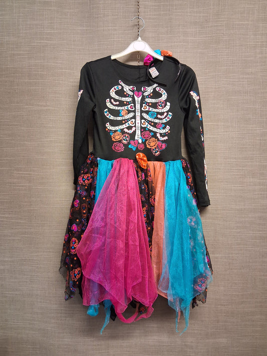 Matalan Girls Halloween Costume Day of the Dead With Headband Age 11-12 Years