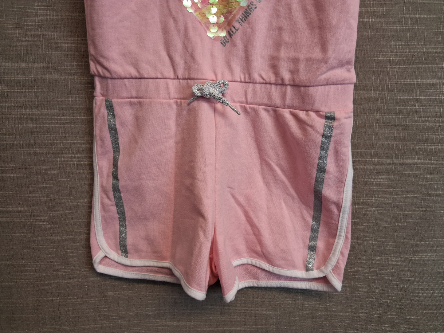 Pep&Co Girls Pink Sequin Love Heart Playsuit Age 7-8 Years
