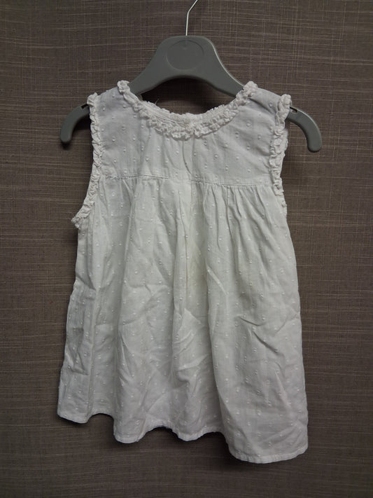 Next Girls White Sleeveless Top 100% Cotton Age 3-4 years