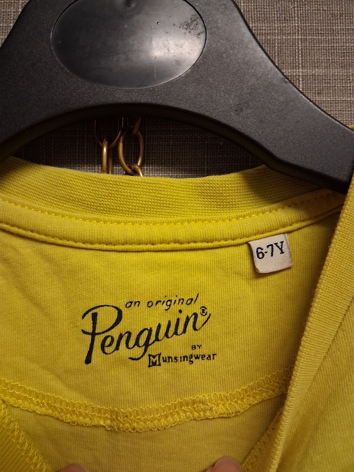 Penguin Boys T-Shirt Short Sleeve Yellow 100% Cotton Age 6-7 Years