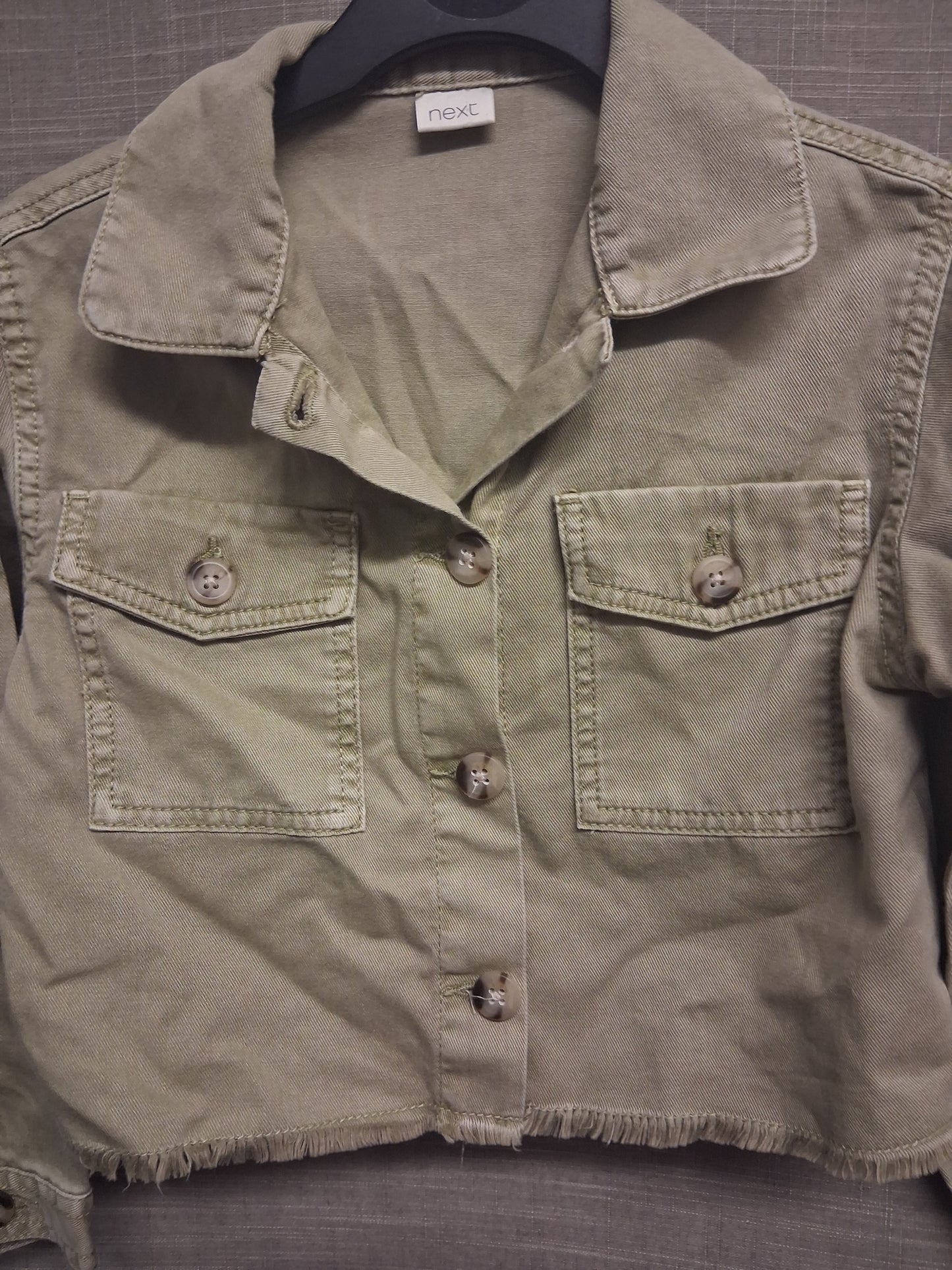 Next Girls Khaki Green Denim Jacket Lightweight Age 6 Years