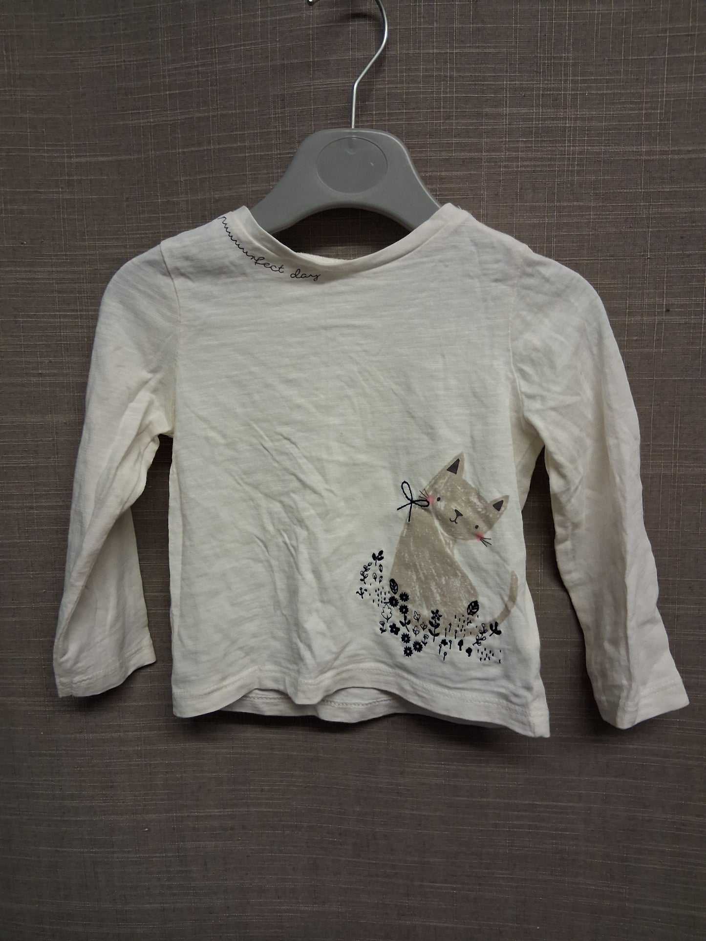 Mothercare Girls Cat Theme Long Sleeve T-Shirt Age 9-12 Months