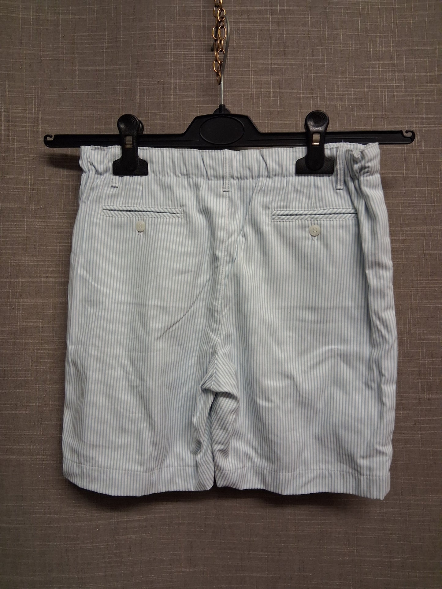 John Lewis Heirloom Collection Boys White Blue Striped Chino Shorts Age 10 Years