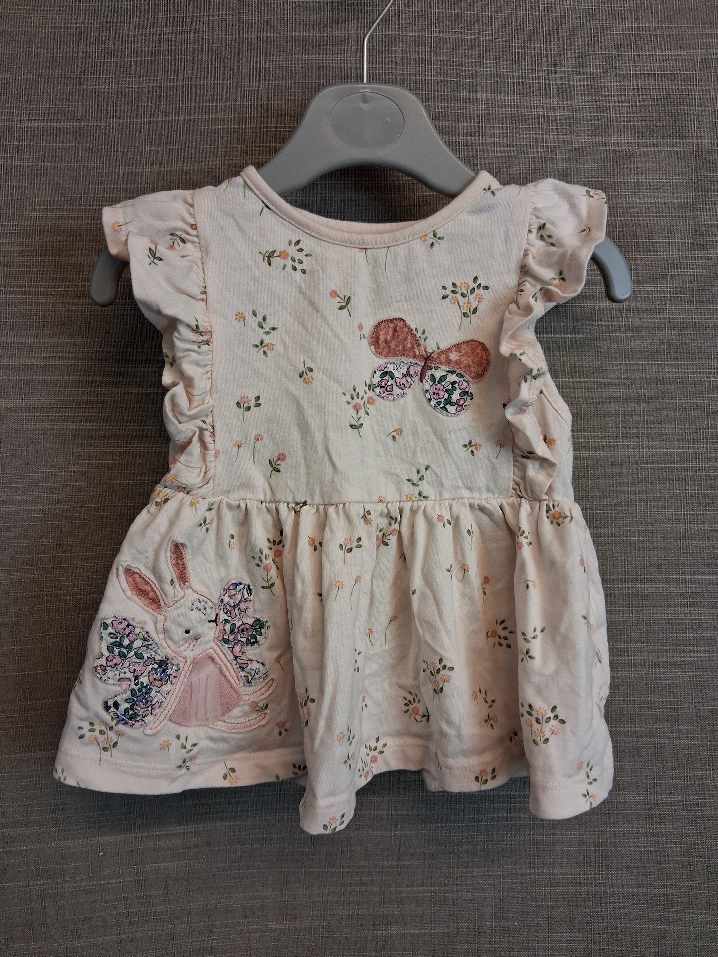 Next Girls Beige Bunny Peplum Sleeveless Jersey T-Shirt Age 12-18 Months