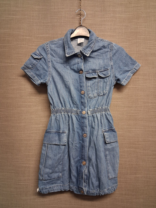 Zara Girls Blue Denim Cargo Pockets Dress Short Sleeve Age 10 Years