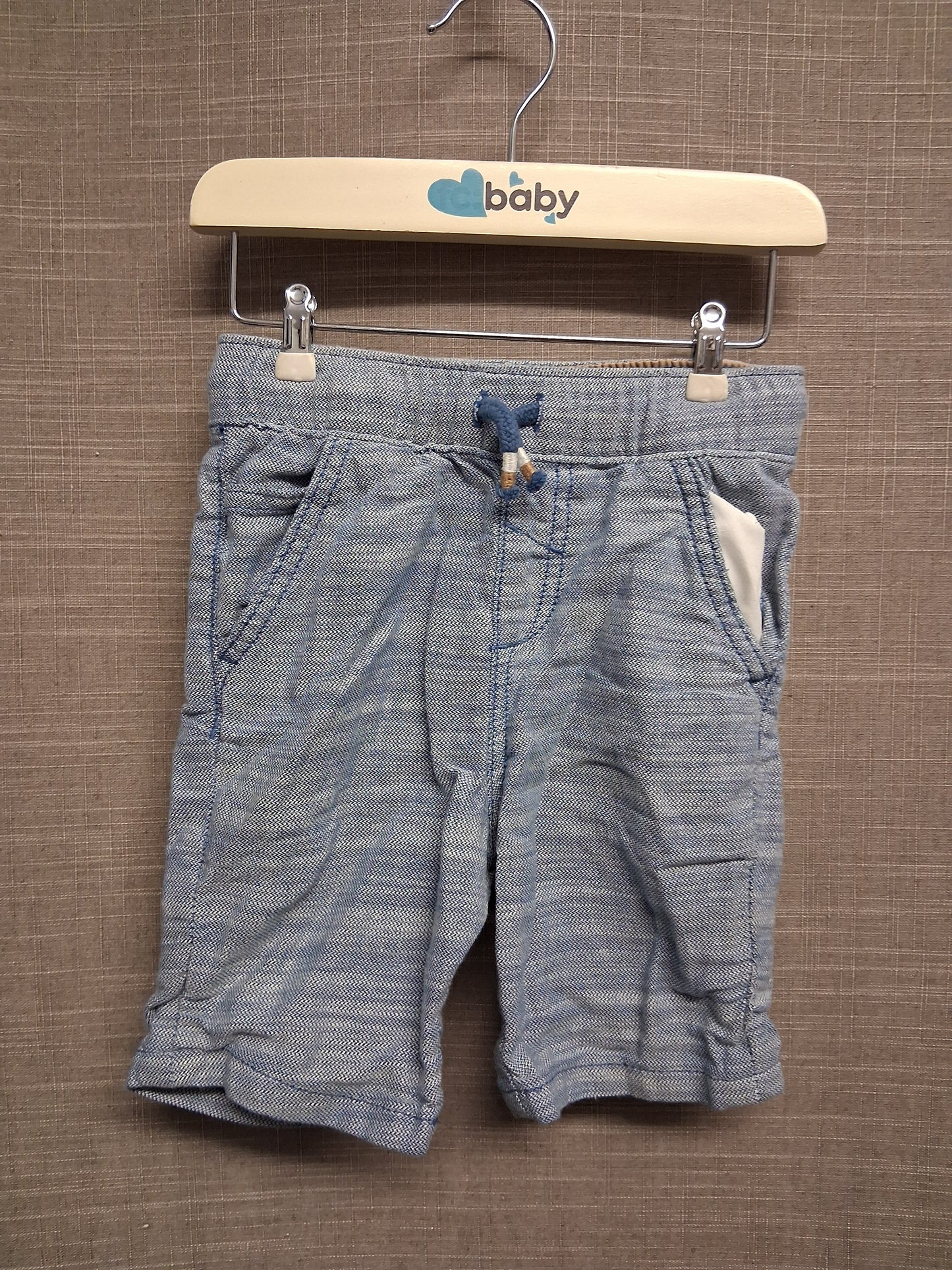 Nutmeg Boys Blue Shorts Elastic Waist Age 12-18 Months 100% Cotton