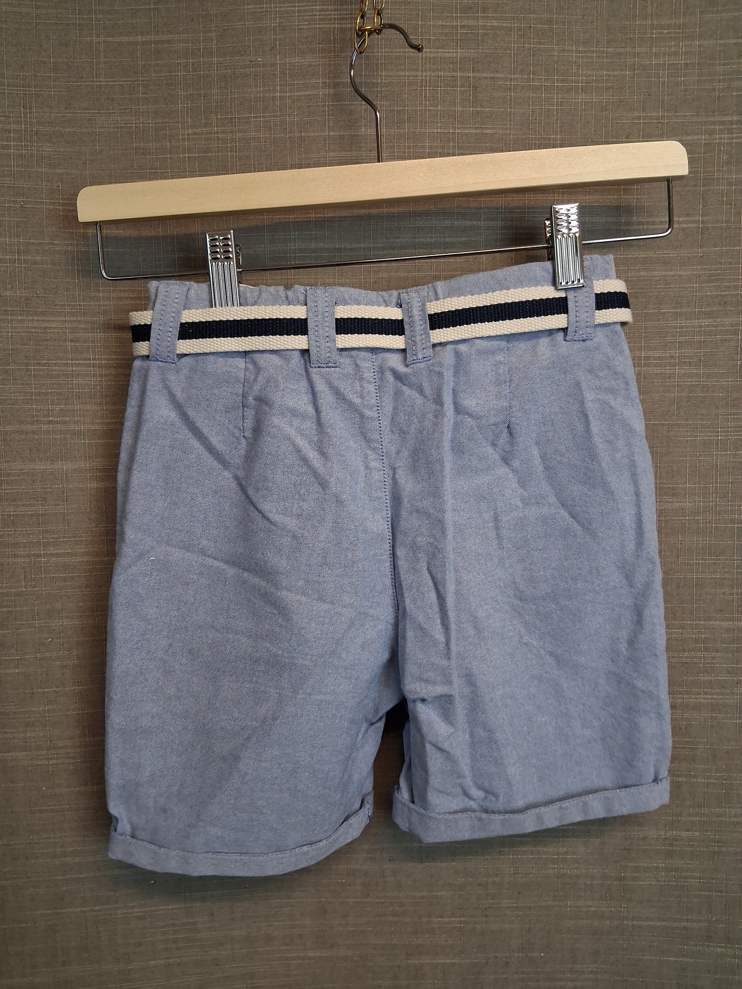 Primark Blue Chino Shorts Age 7-8 Years with Belt