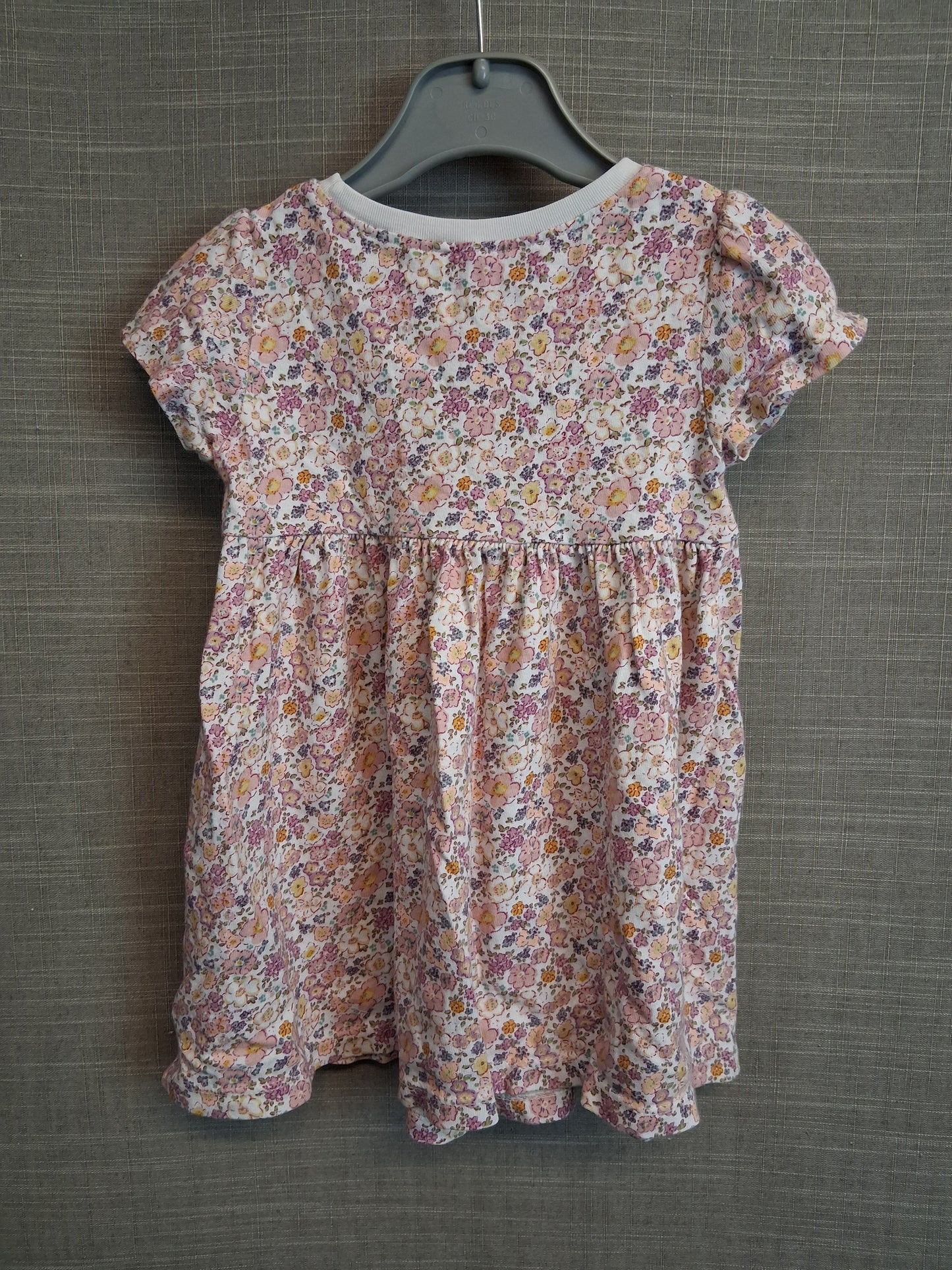 Next Girls Floral Multicolour Jersey T-Shirt Dress Short Sleeve Age 12-18 Months