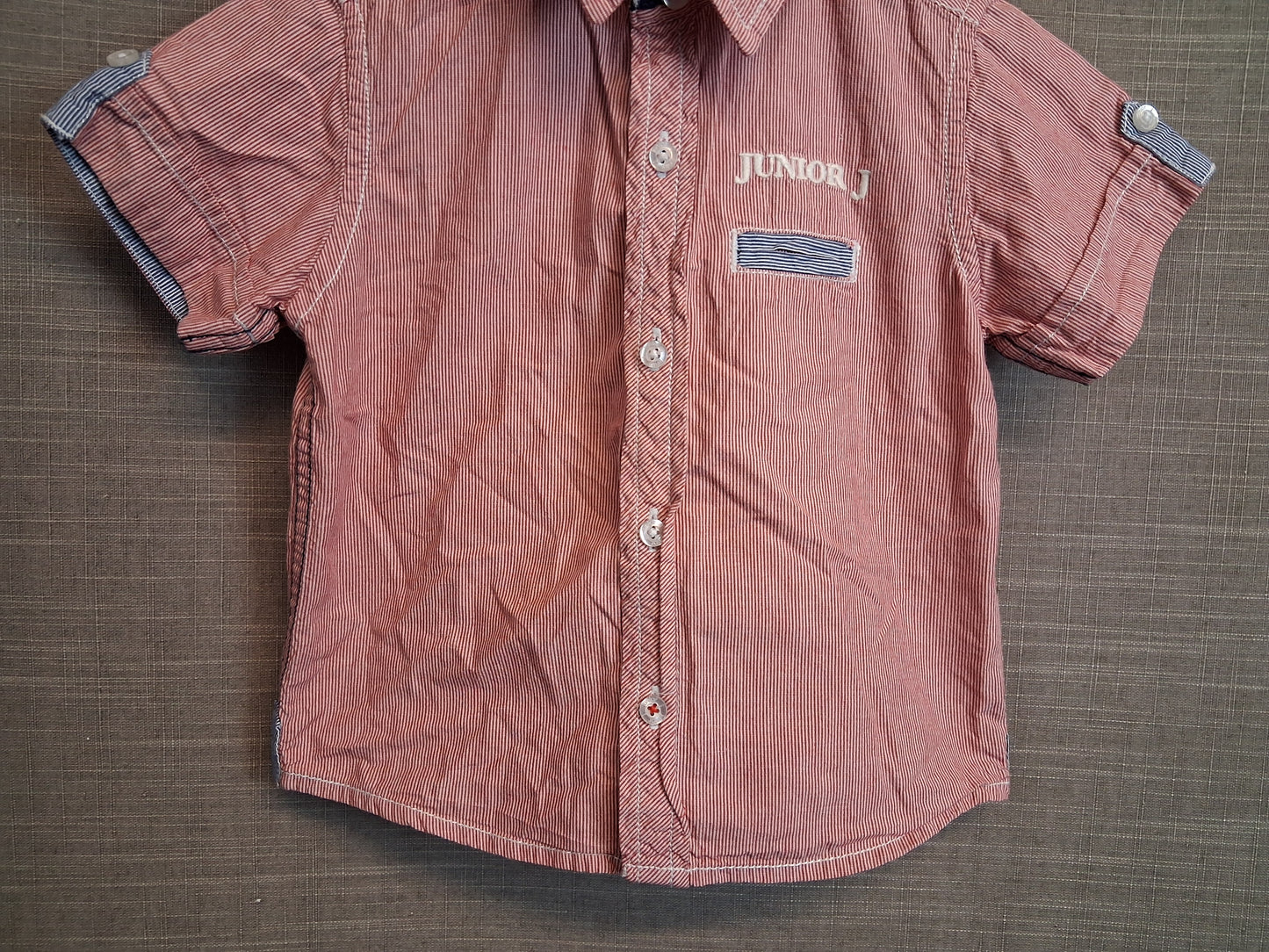 Jasper Conran Boys Red Stripe Short Sleeve Shirt Age 18-24 Months
