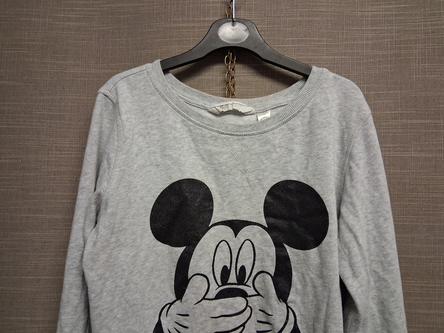 H&M Disney Girls Mickey Mouse Grey Long Sleeve Sweater Age 14-15 years