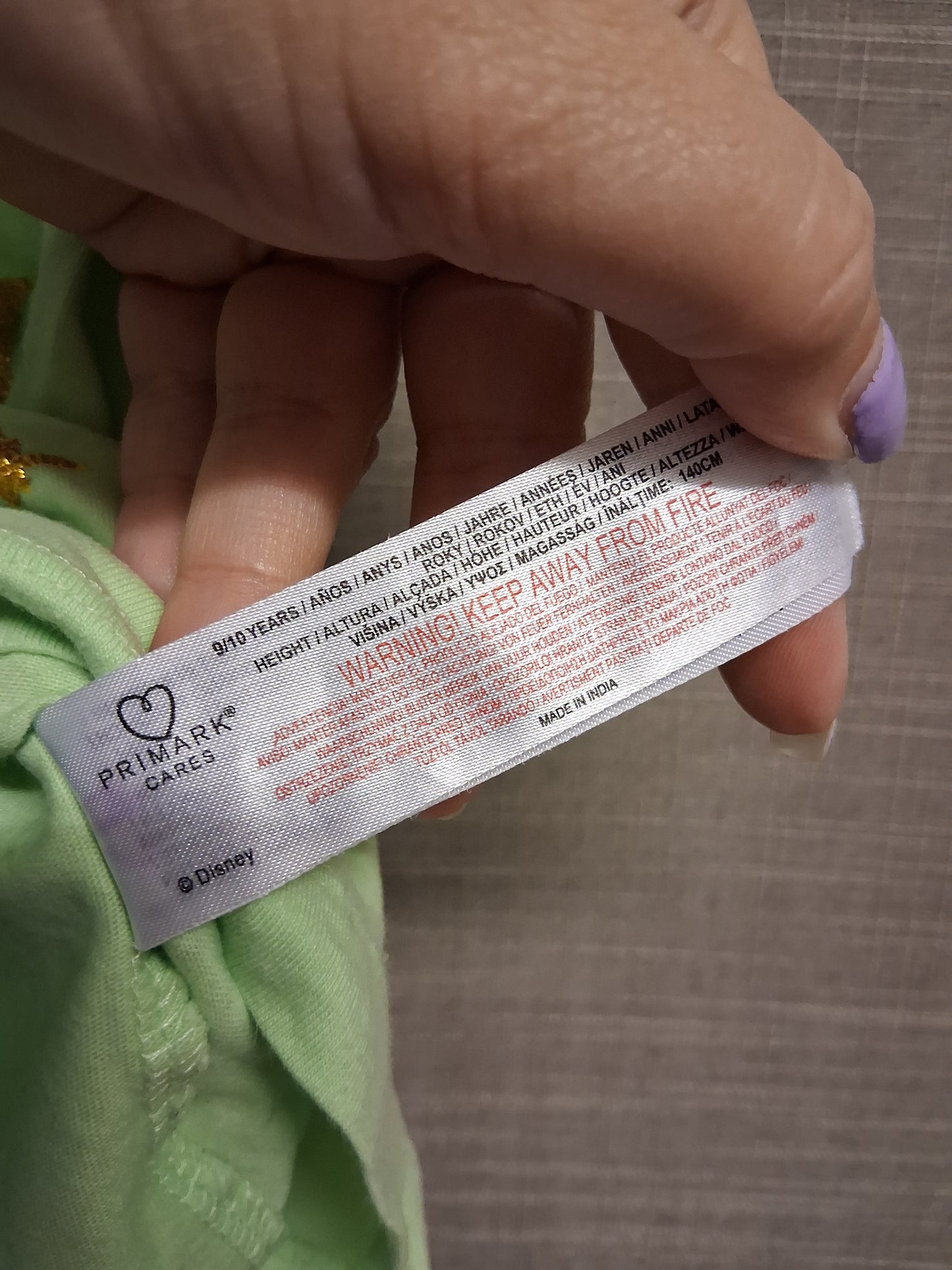 Primark Disney Girls Tinkerbell T-Shirt Green Short Sleeve Age 9-10 years