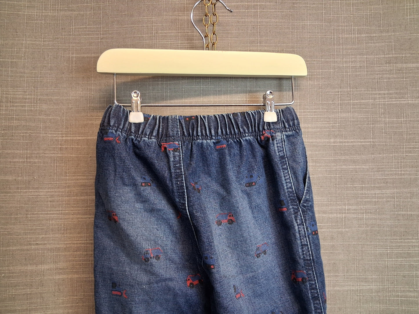 Next Boys Jeans Blue Denim Lined Fire Engines Age 12-18 Months