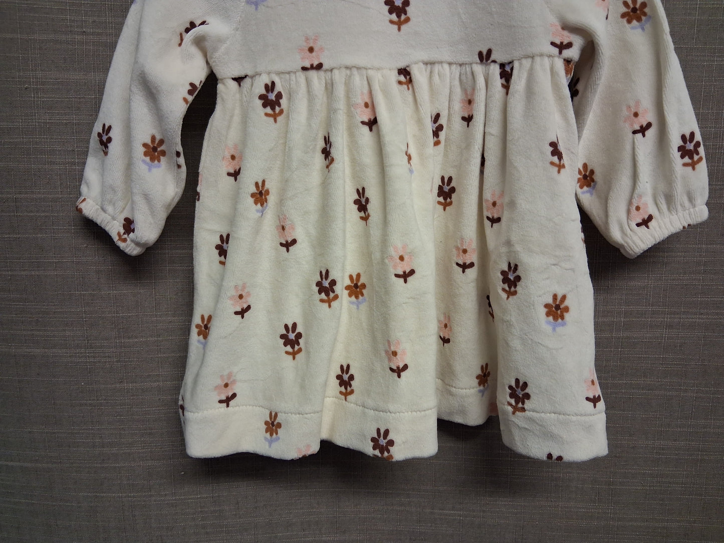 John Lewis Girls Jumper Sweater Dress Cream Floral Age 0-3 Months