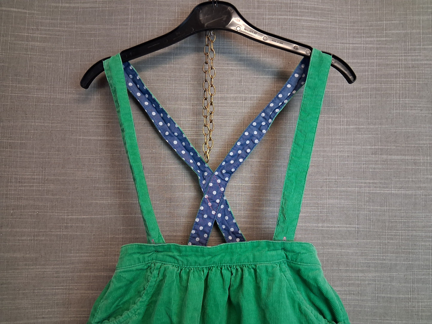 Mini Boden Girls Corduroy Green Pinafore Skirt Age 5-6 Years