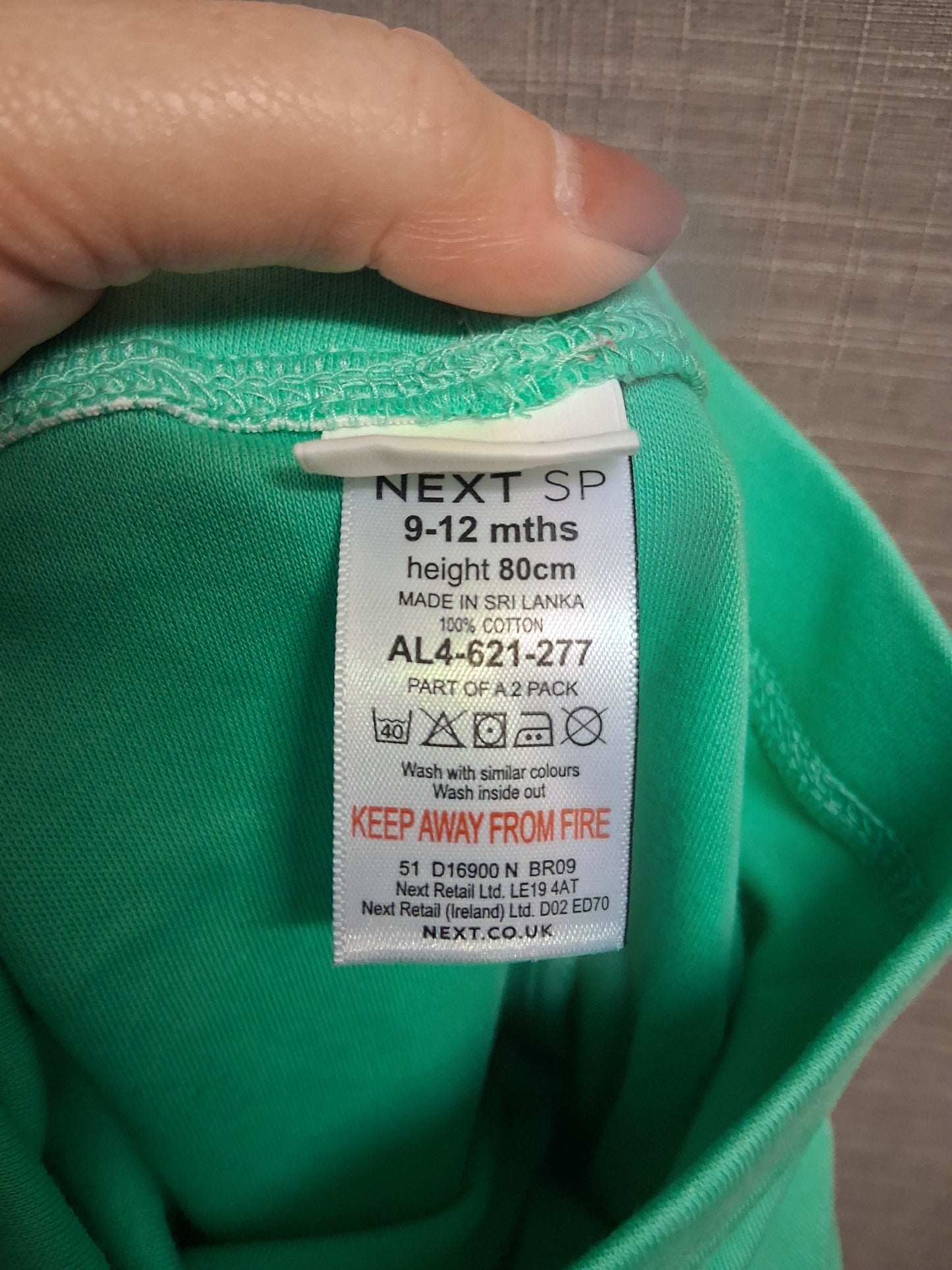 Next Girls Green Jersey 100% Cotton Leggings Age 9-12 Months