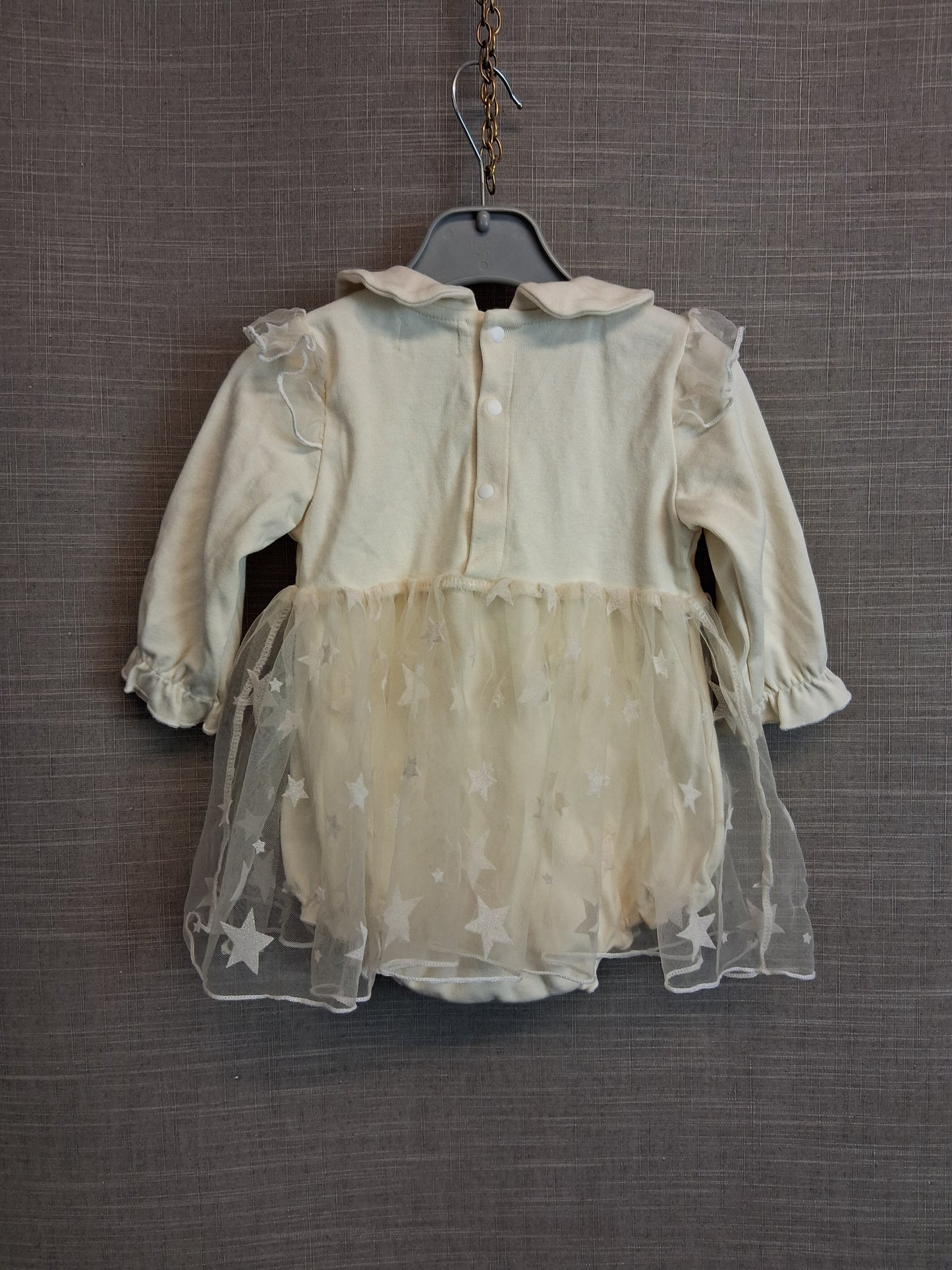 Bonbons Girls Long Sleeve Dress Cream Mesh Skirt Age 6 Months