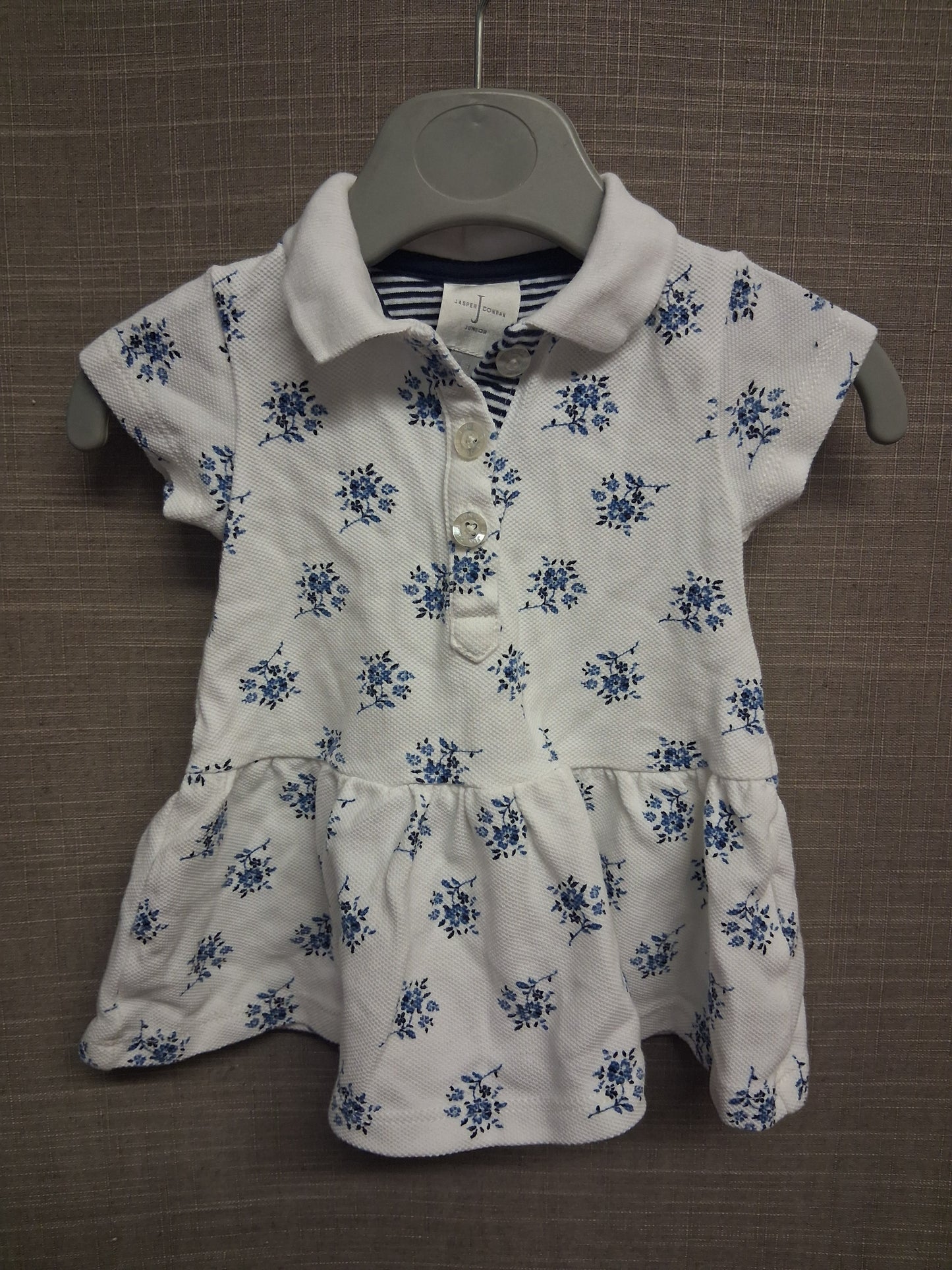 Jasper Conran Girls T-Shirt Dress White Floral Age 0-3 Months