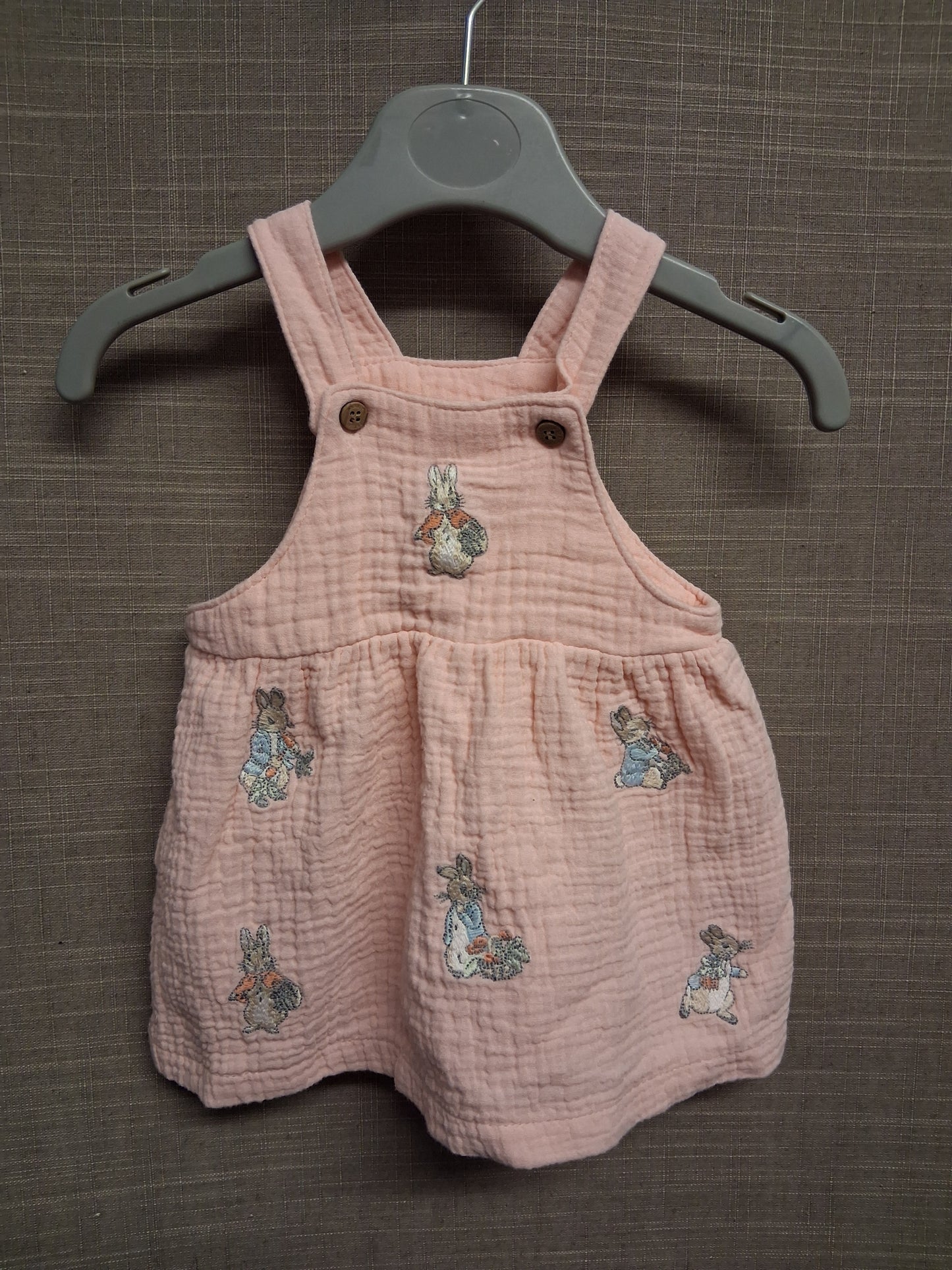 Peter Rabbit Pink Embroidered Pinafore Dress Age 0-3 Months