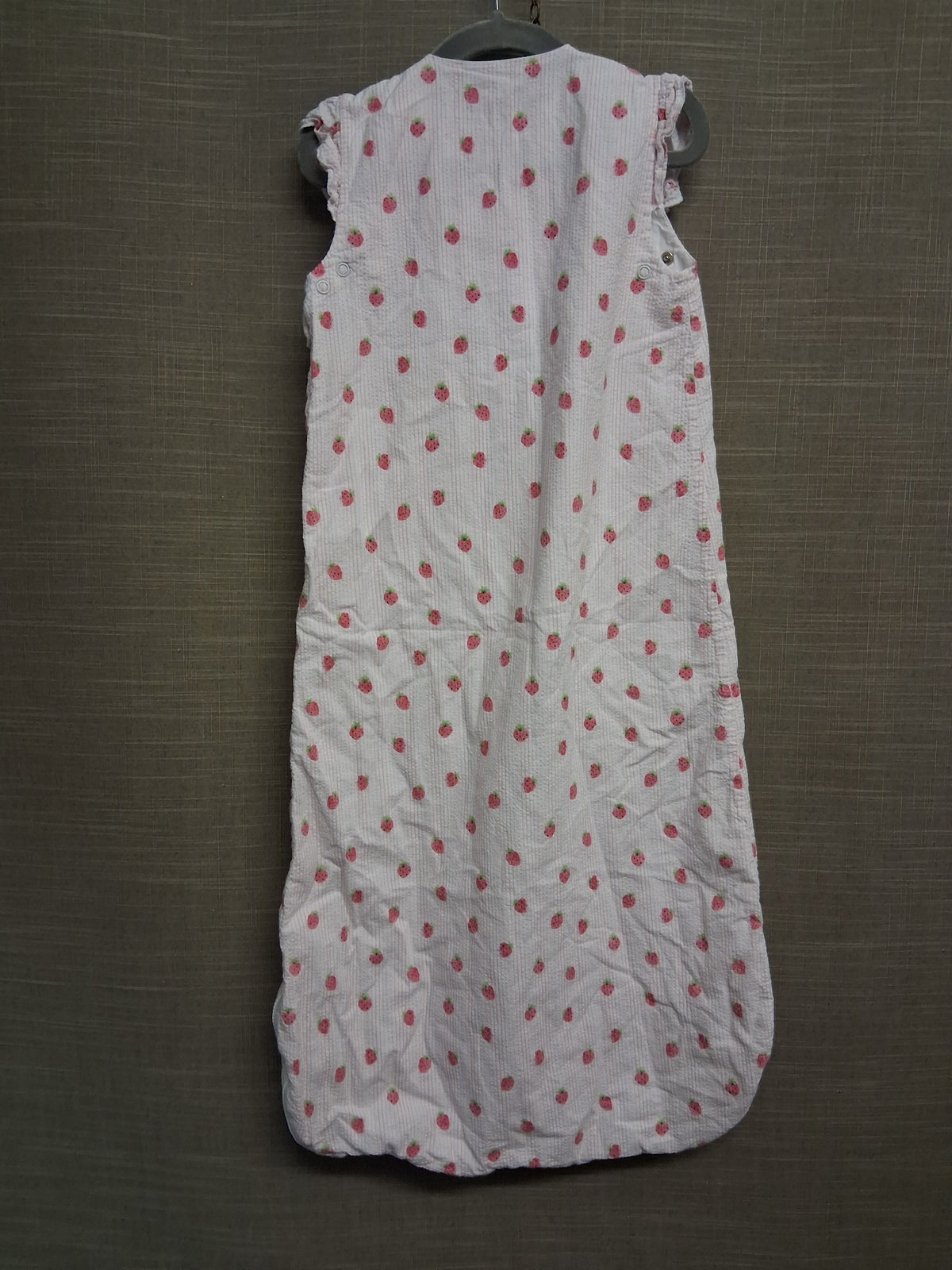 Next Girls 12-24 Months Sleeping Bag Sack 1 Tog White Pink Stripe Strawberry Print
