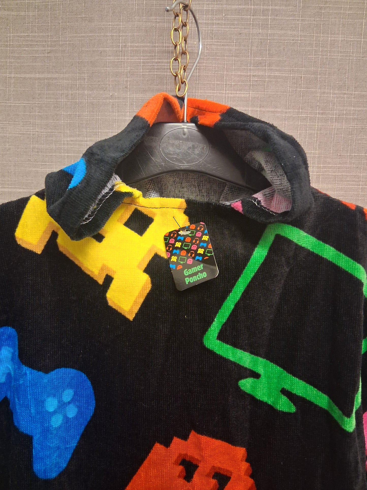 Kids Hooded Towel Black Multicolour Gaming Theme New Age 5-7 Years