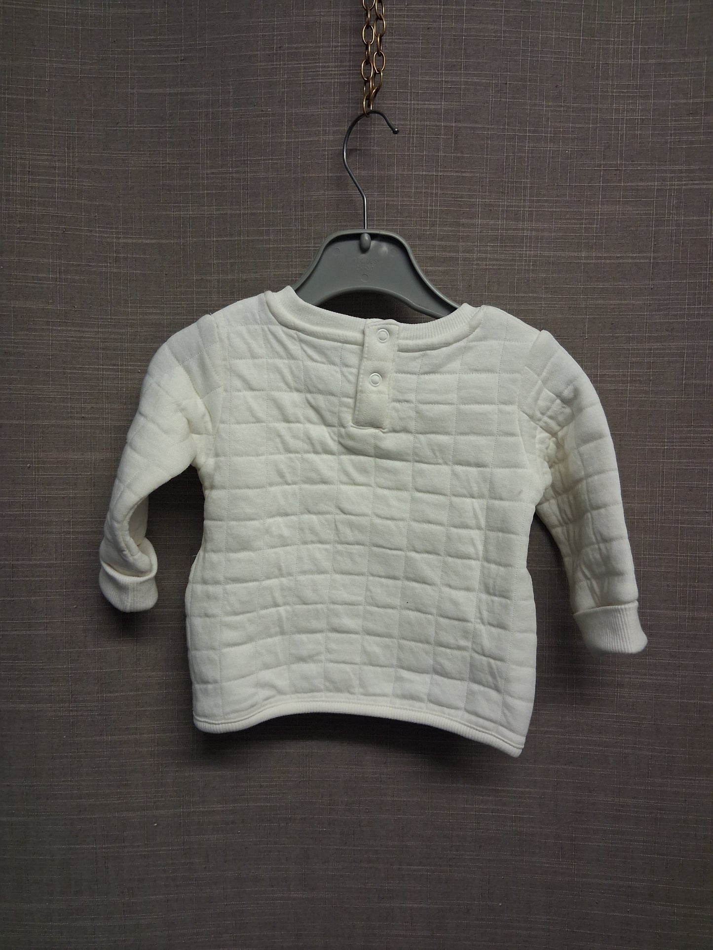 Primark Boys White Quilted Padded Jumper Sweater Age 3-6 Months New