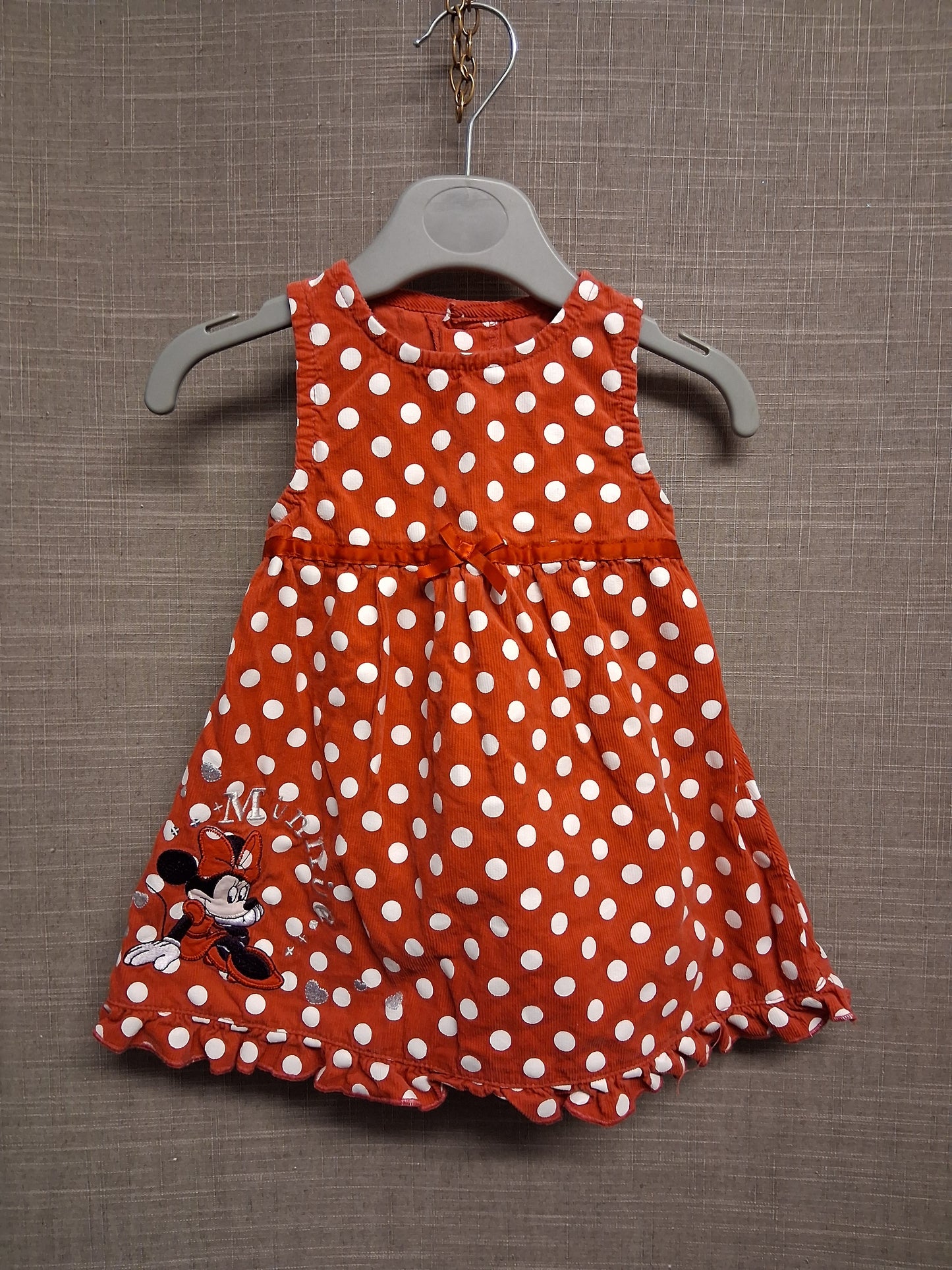 Disney Baby Minnie Mouse Red Spotty Pinafore Dress Sleeveless Age 6-9 Months