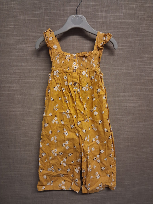 F&F Girls Yellow Floral Jumpsuit Sleeveless Age 2-3 Years