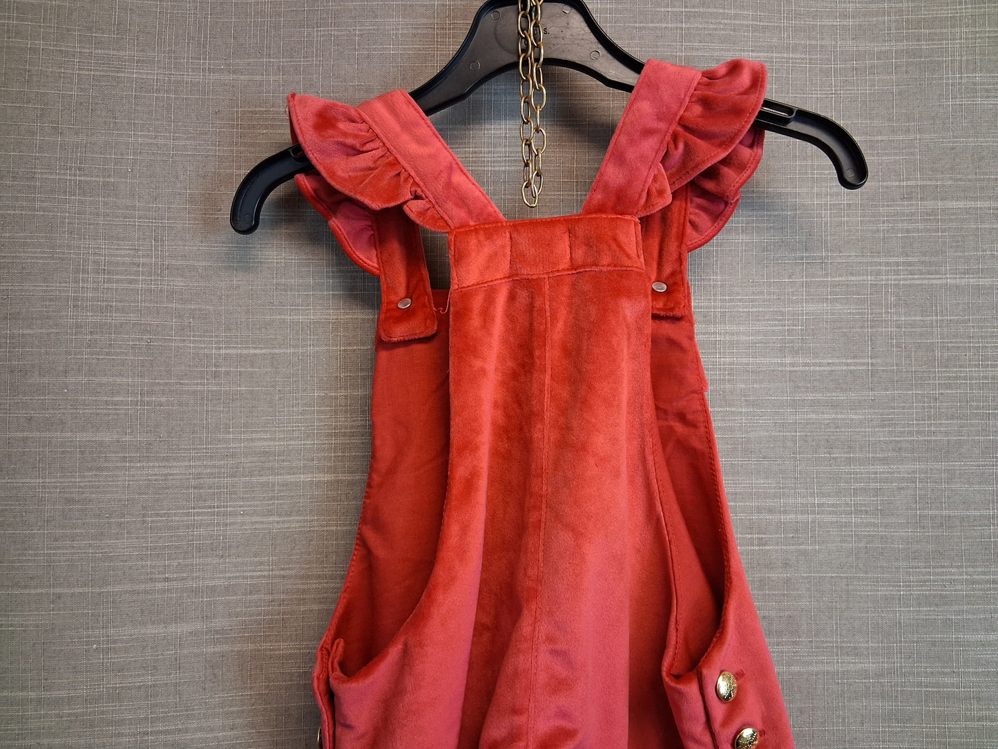 Tahari Girls Velour Red Pinafore Dress Age 6-7 Years