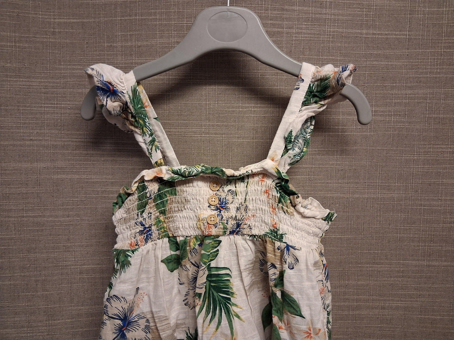 Marks and Spencer Girls Tropical Print A Line Dress Beige Sleeveless Age 2-3 Years