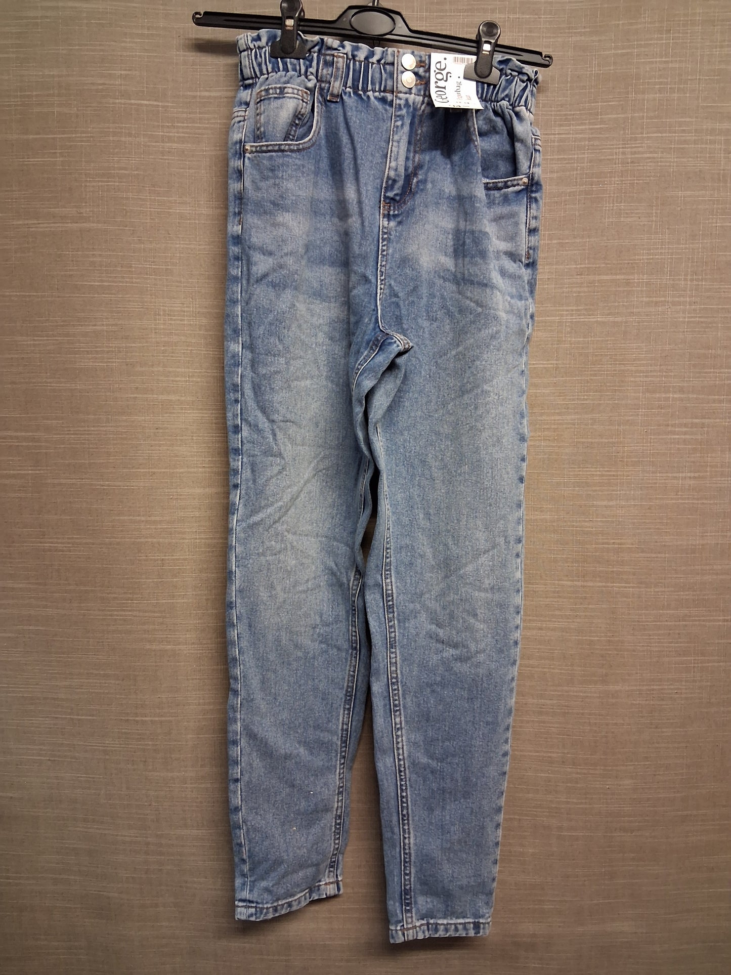 George Girls Paperbag Denim  Jeans Blue Lightwash Age 13-14 Years New