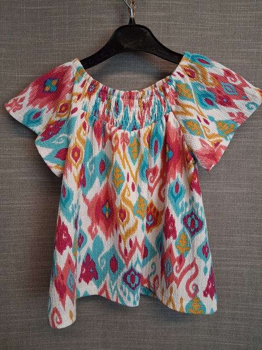 Matalan Girls Multicolour Tribal Print Short Sleeve Top Age 3-4 Years