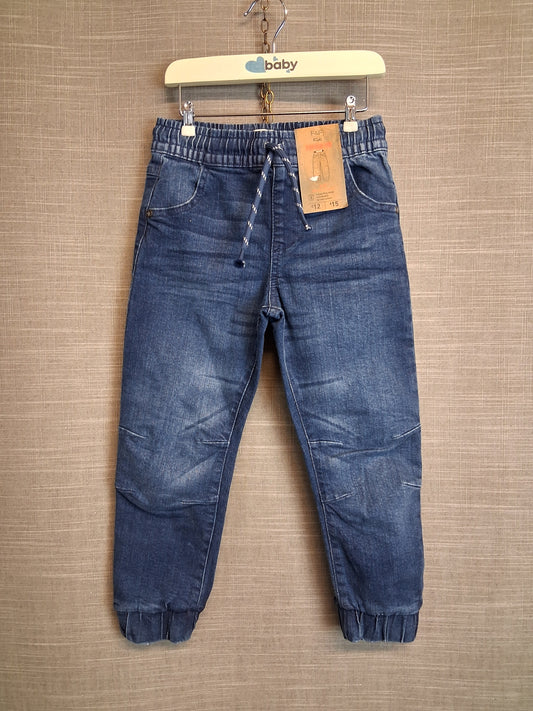F&F Boys Blue Denim Jeans Cuffed Fit Age 4-5 Years New