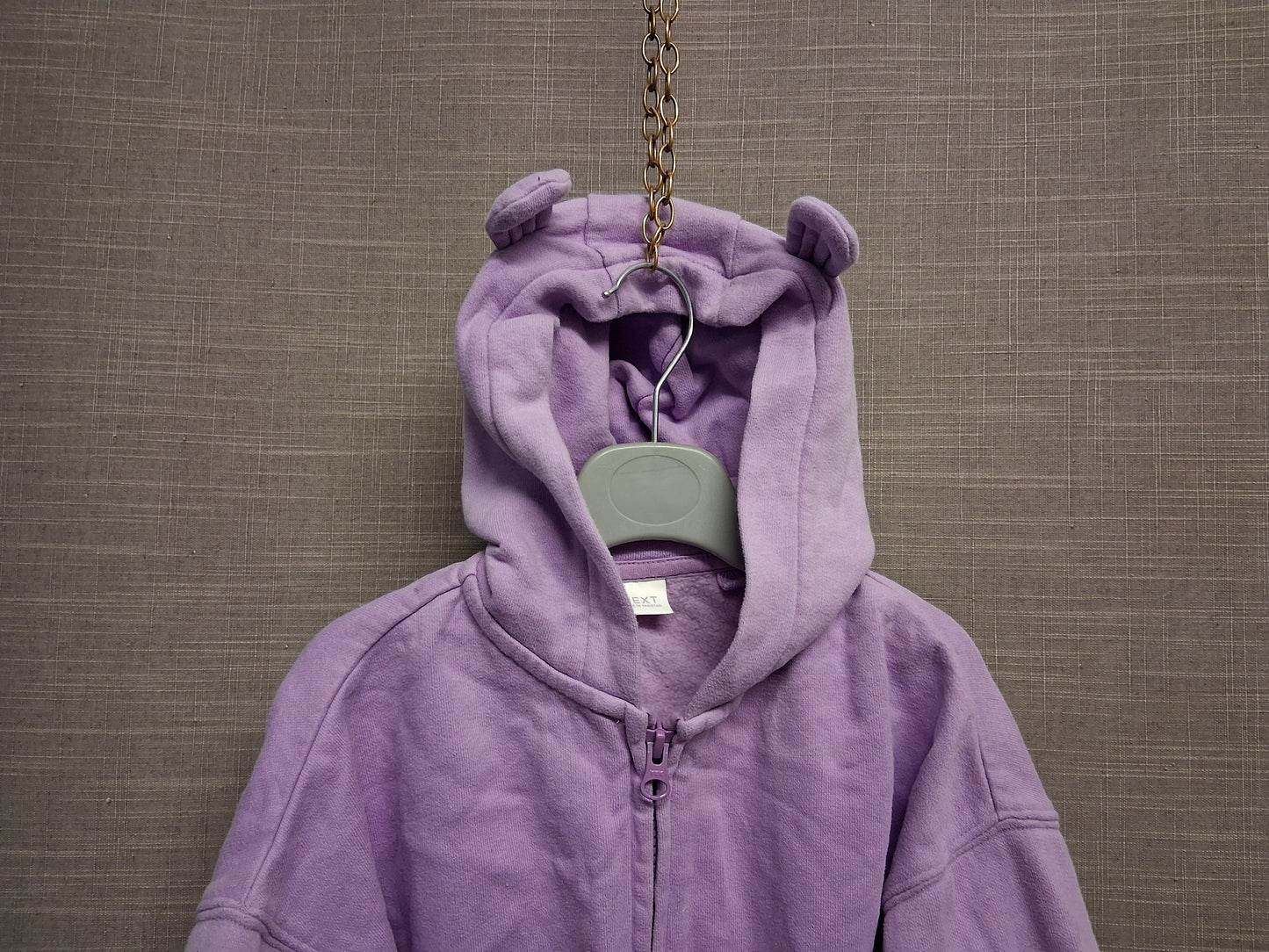 Next Girls Lilac Hoodie With Ears Jersey Age 2-3 Years Oversized