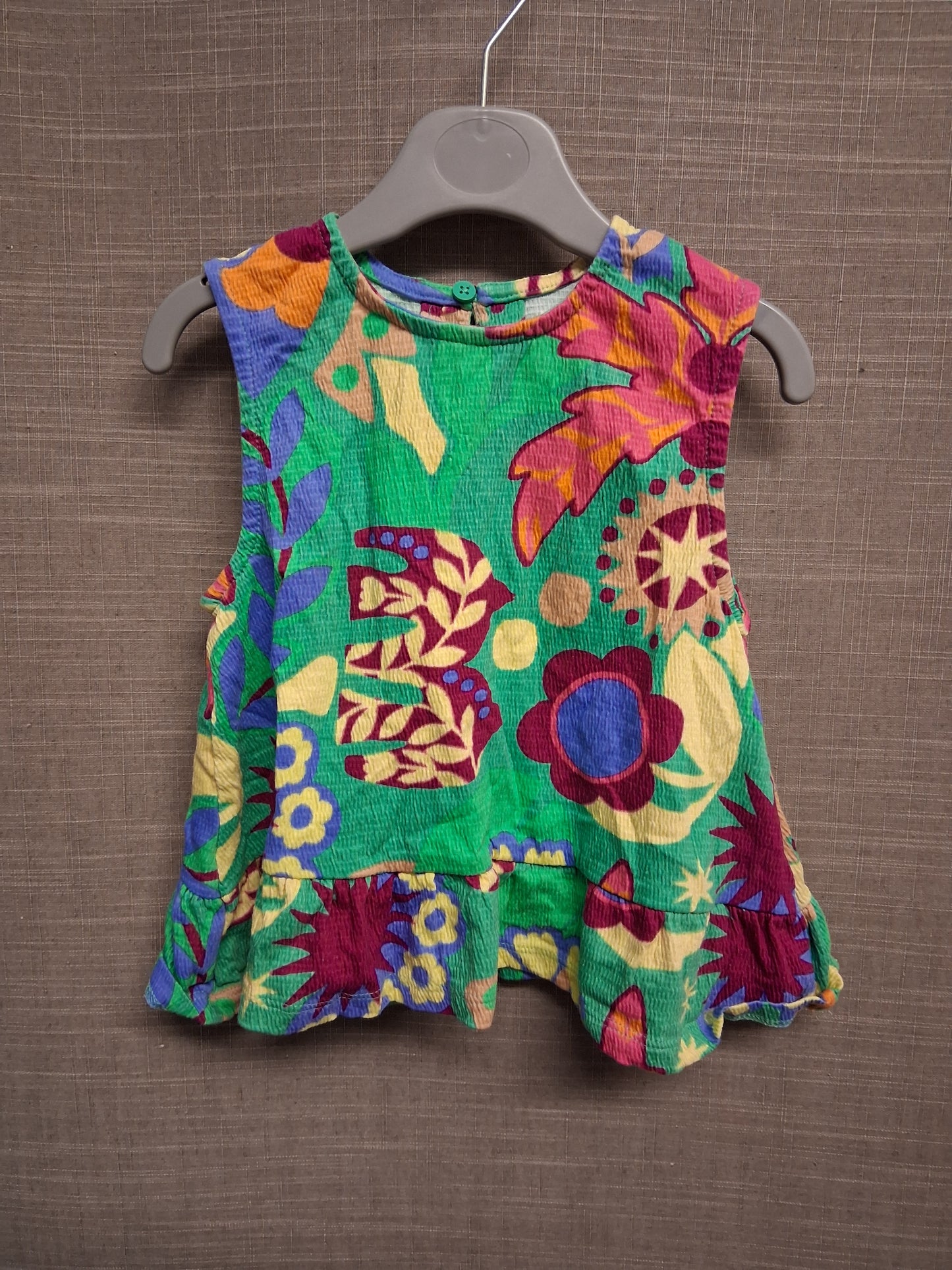 Next Girls Sleeveless Green Multicolour Peplum T-Shirt Age 2-3 Years