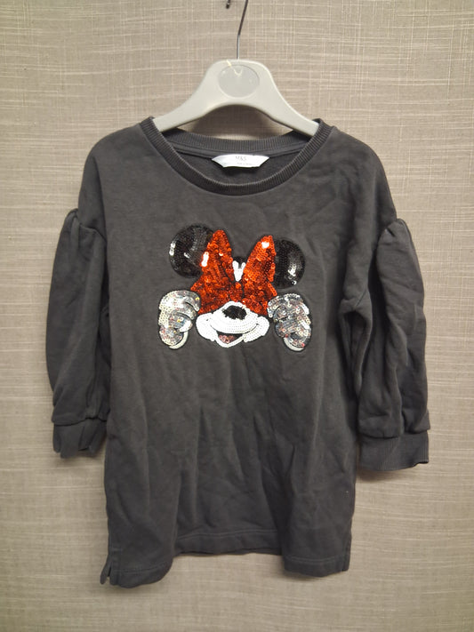 Marks and Spencer Disney Girls Minnie Mouse Sweater Jumper Dress Grey Age 2-3 Years