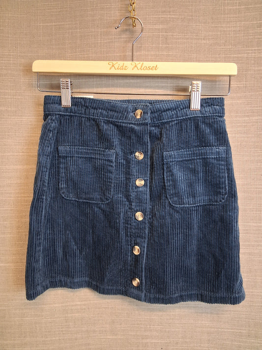 Next Girls Blue Corduroy Skirt Age 11-12 Years Button Front New