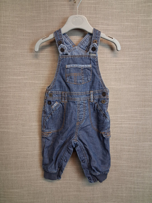 George Boys Blue Denim Dungarees Romper Age 3-6 Years