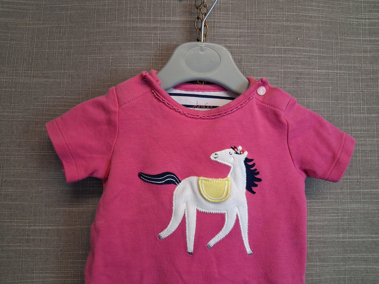 Joules Girls "Poppy" Pink Horse T-Shirt Age 0-3 Months