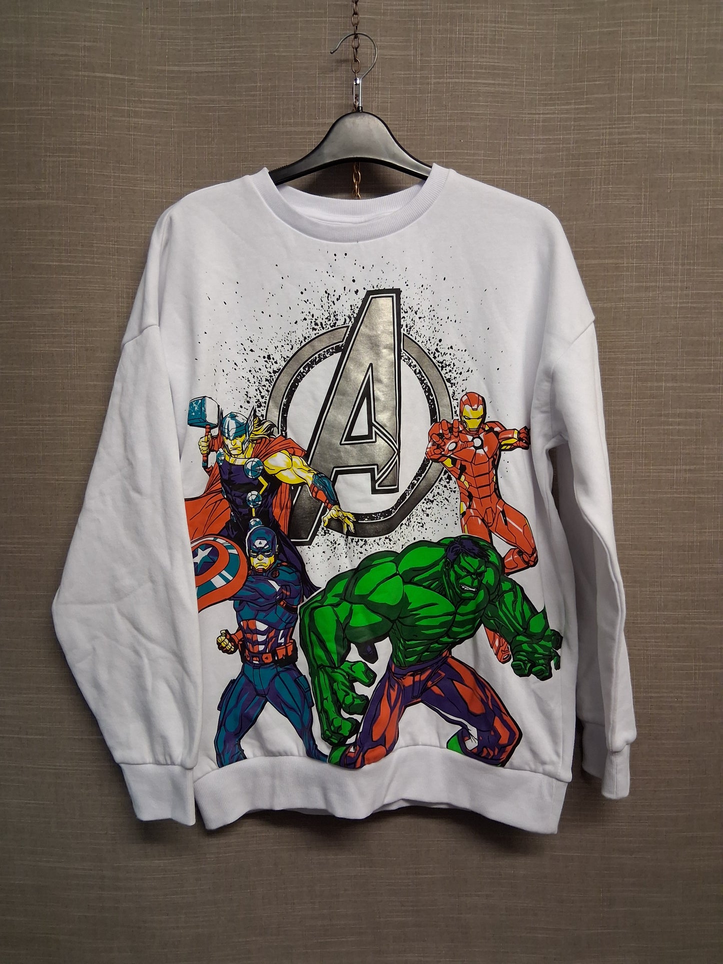 F&F Marvel Avengers Sweater Jumper White Age 13-14 Years New