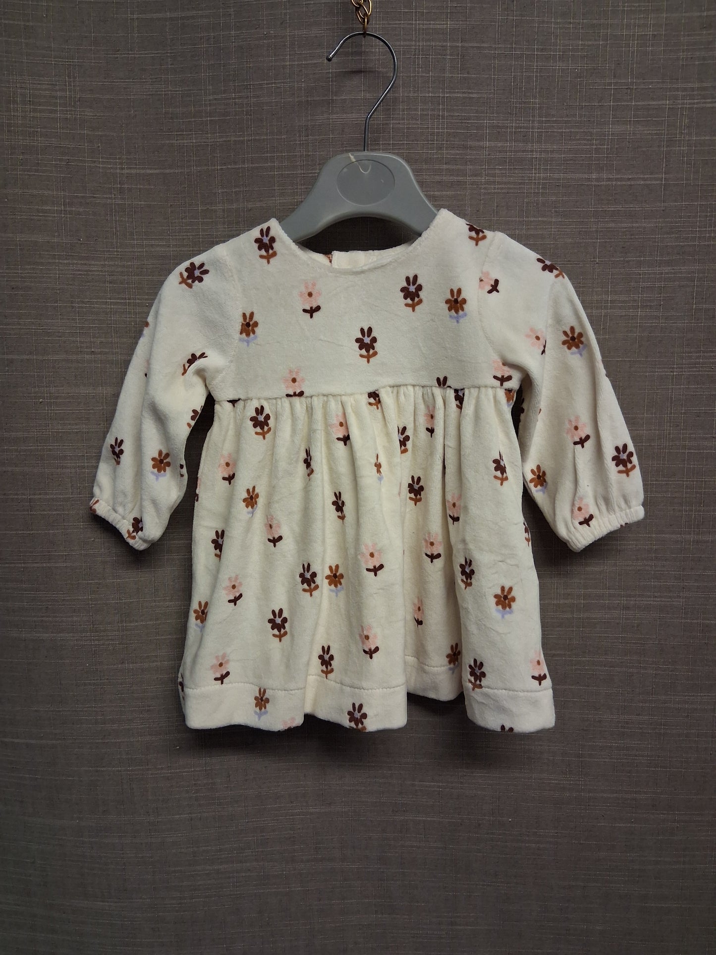 John Lewis Girls Jumper Sweater Dress Cream Floral Age 0-3 Months