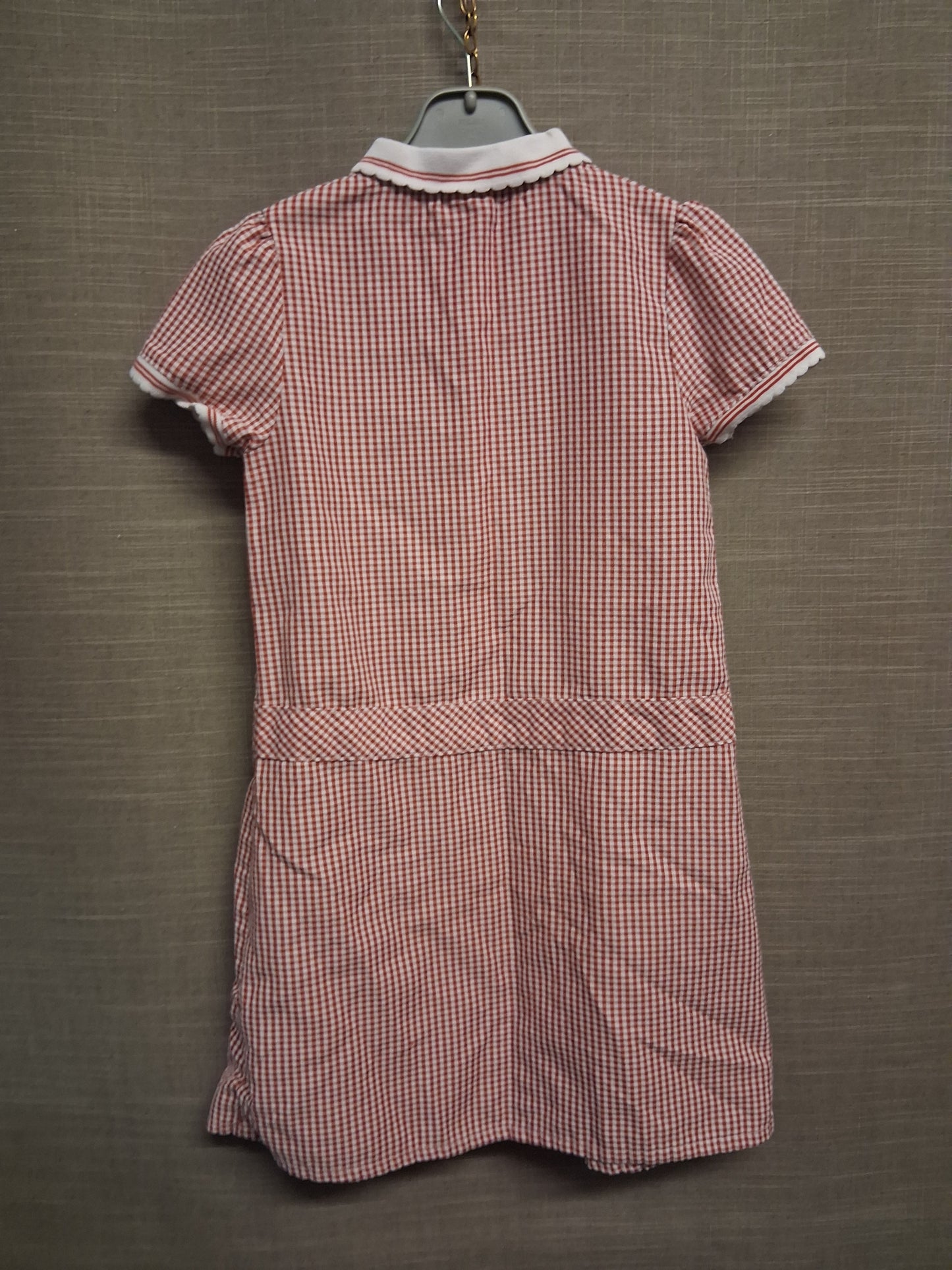 F&F Girls Red Gingham Dress Age 6-7 Years - mark on collar