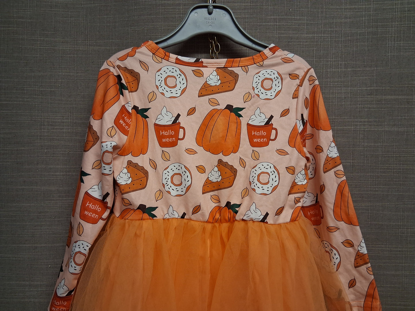 Shein Halloween Autumn Dress Tutu Skirt Long Sleeve Orange Age 4 Years