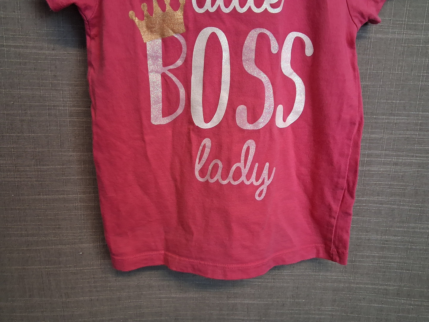 Evie Angel Girls Pink T-Shirt "Little Boss Lady" Short Sleeve Age 2-3 Years