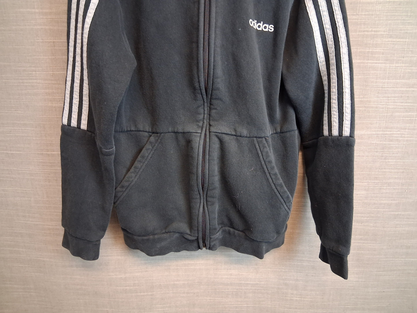 Adidas Boys Full Zip Hoodie Faded Black Age 11-12 Years
