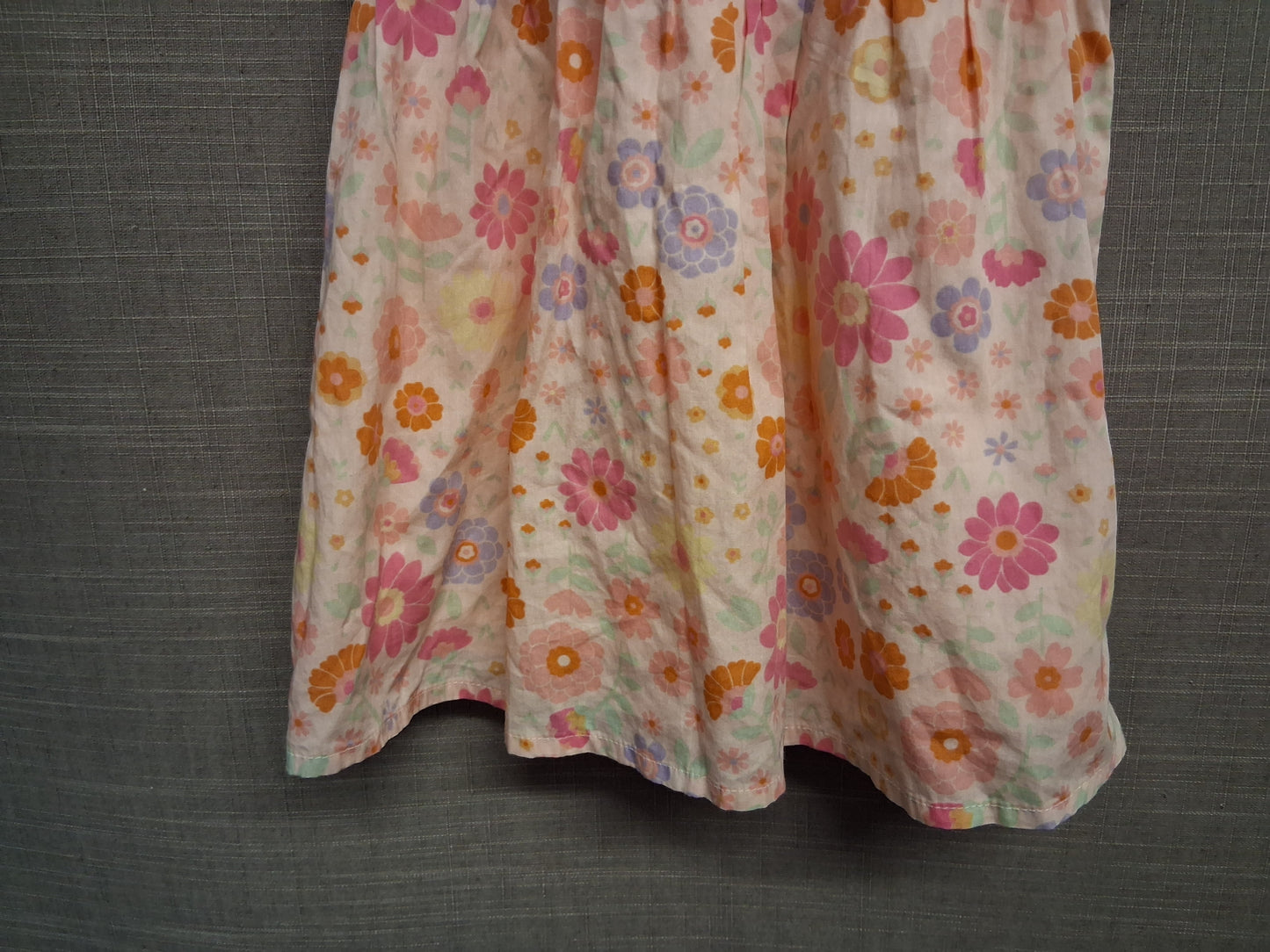 Nutmeg Girls Peach Floral Dress A Line Short Sleeve Age  9-12 Months
