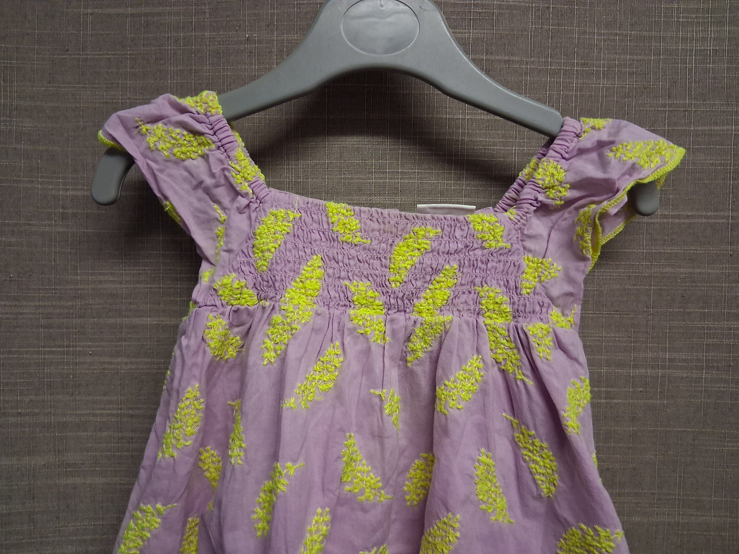 Next Girls Lilac Neon Yellow Floral Dress Age 9-12 Months
