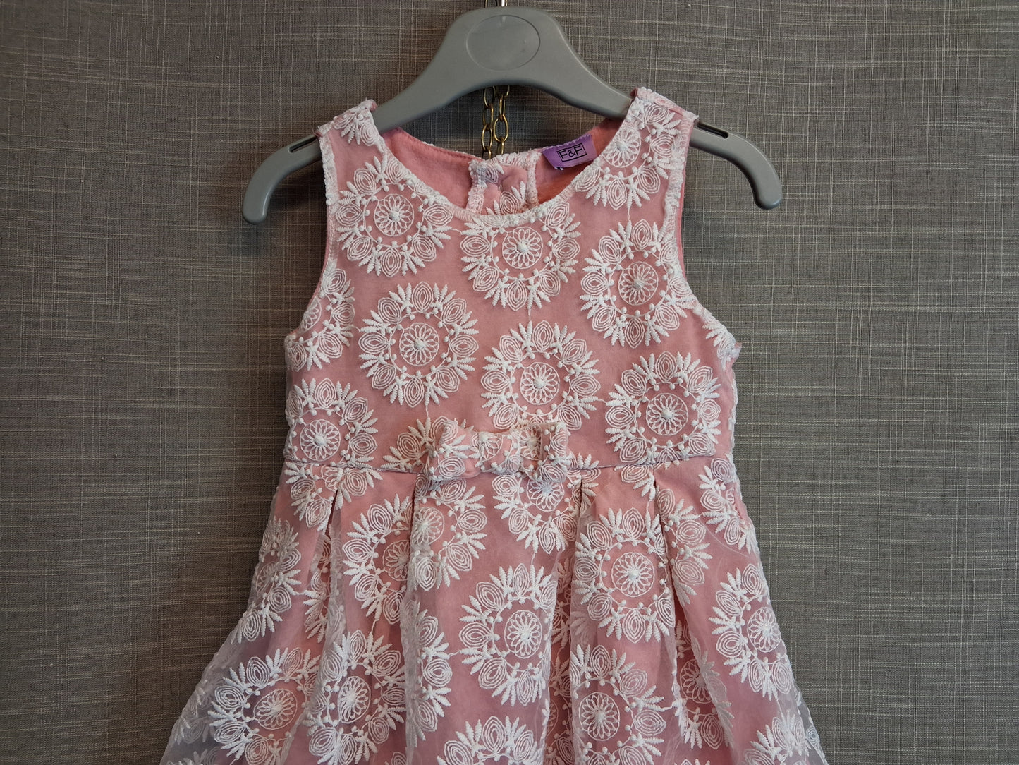 F&F Girls Pink Floral Sleeveless Dress Age 2-3 Years
