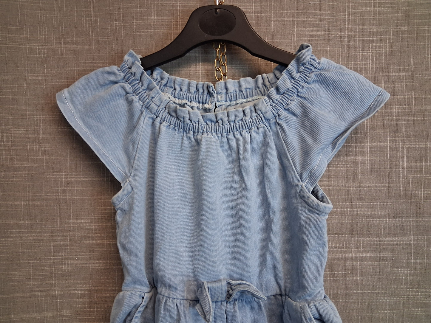 Nutmeg Girls Denim Playsuit Blue Age 3-4 Years with Pockets